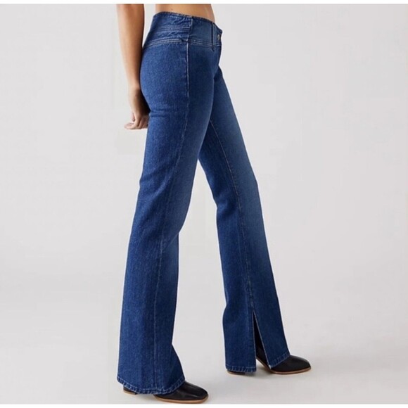 We The Free Denim - We The Free Stillwater Low Rise Slim Flare Jeans Casual Denim Retro Boho Blue 28